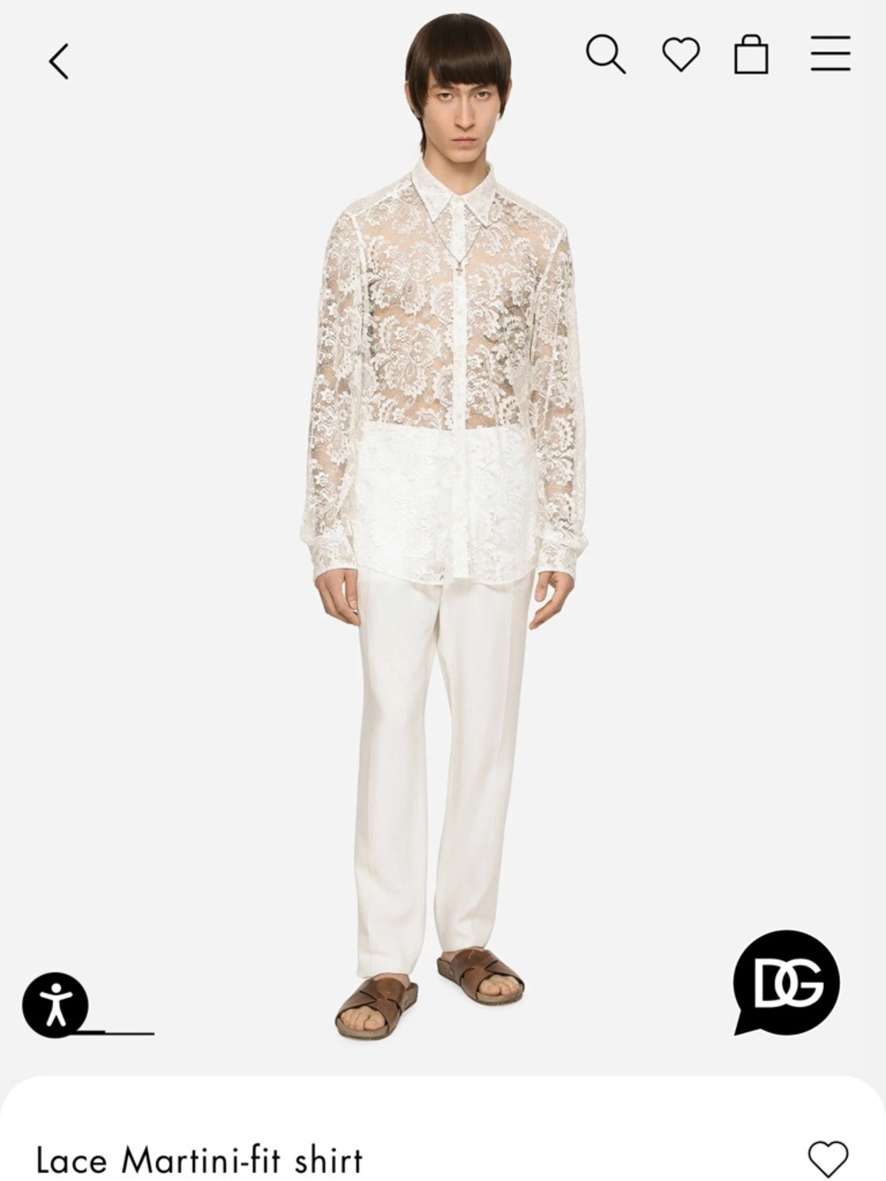 Dolce & Gabbana White Floral “Lace Martini-Fit” Button-Up Shirt